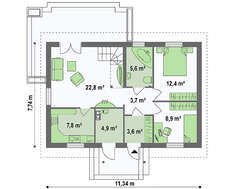 Чертеж великолепного дома на 149 кв. м с бело-шоколадной расцветкой