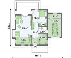 Проект современного дома в два этажа на 184 кв. м с балконом и террасой