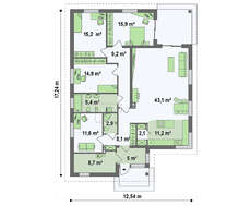 План красивого дома на 211 кв. м под сложной кровлей из металлочерепицы