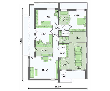 Проект жилого дома на 148 кв. м с деревянным декором
