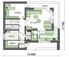 Проект дома в два этажа на 183 кв. м с просторной лоджией и балконом