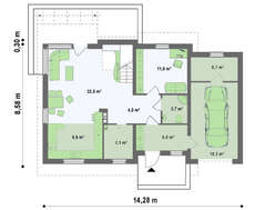 Проект мансардного коттеджа с кабинетом и террасой над гаражом