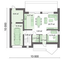 Проект стильного жилого дома с гаражом