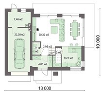 Двухэтажный жилой дом, декорированный кирпичом и деревом