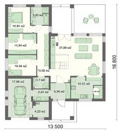 Одноэтажный коттедж площадью 175 м2