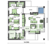 Роскошный одноэтажный жилой дом с двумя верандами