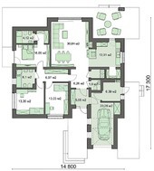 Одноэтажный коттедж с тремя спальнями и тремя санузлами