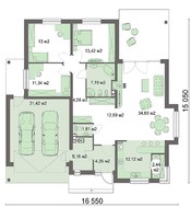 Одноэтажный коттедж с гаражом на две машины