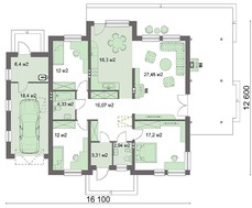 Красивый дом с просторной верандой и гаражом