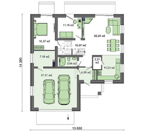 Жилой дом с большим гаражом и четырьмя спальнями