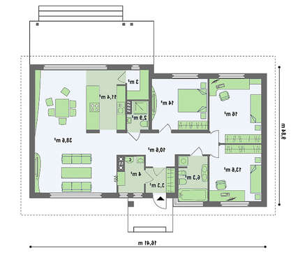 Проект коттеджа с тремя спальнями с чердаком