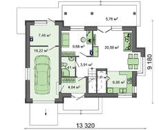 Двухэтажный дом жилой площадью более 70 квадратов с гаражом