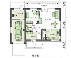 Проект мансардного дома с красивой кухней-студией