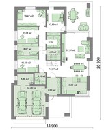 Симпатичный одноэтажный коттедж площадью 278 кв. м с жилым чердаком