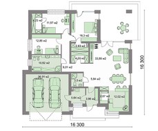 Чертежи одноэтажного особняка с тремя личными комнатами
