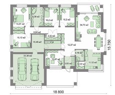 Одноэтажный просторный дом с кабинетом