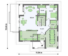 Мансардный дом с боковой террасой и гаражом