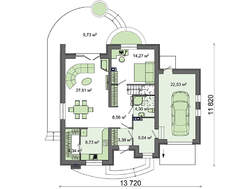 Стильный особняк с полукруглыми изящными балконами
