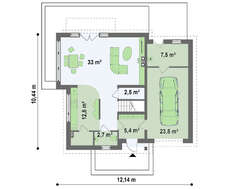 Дом с панорамными окнами в столовой