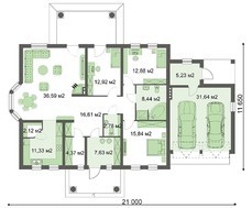 Одноэтажный жилой дом под красной крышей