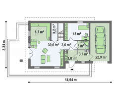 Коттедж с просторной террасой над гаражом