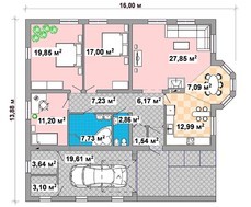 Одноэтажный дом с тремя спальнями и гаражом на одно авто