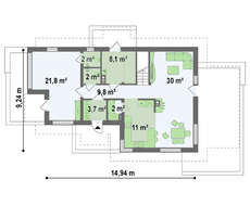 Проект дома с интересными балконами