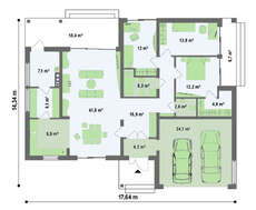 Проект уютного дома с гаражом и крытой террасой
