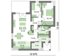 Чертежи красивого двухэтажного дома со спальнями на разных этажах