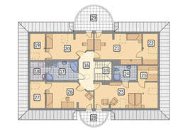 Чертеж уникального особняка на 322 кв. м с ажурными балконами