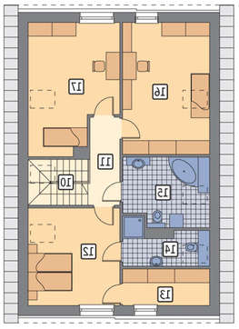 Проект двухуровневого коттеджа с двумя открытыми террасами общей площадью 171 кв. м, жилой 130 кв. м