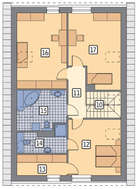 Проект двухуровневого коттеджа с двумя открытыми террасами общей площадью 171 кв. м, жилой 130 кв. м