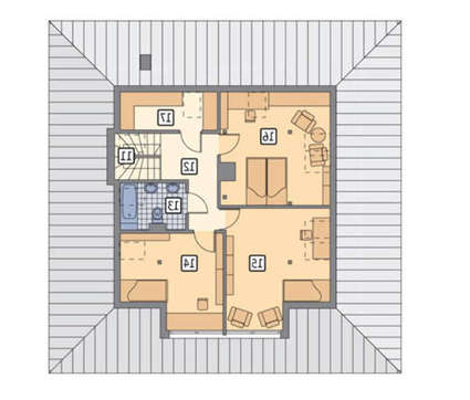 Планировка интересного коттеджа на 203 кв. м просторной гостиной и открытой террасой