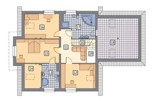 План современного особняка в традициях Западной архитектуры общей площадью 256 кв. м, жилой 217 кв. м