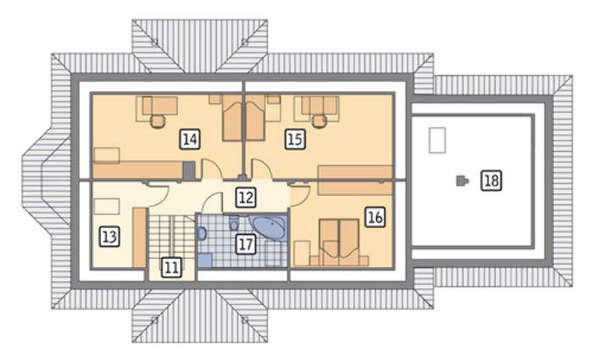 Проект европейского особняка на 322 кв. м с пристроенным большим гаражом