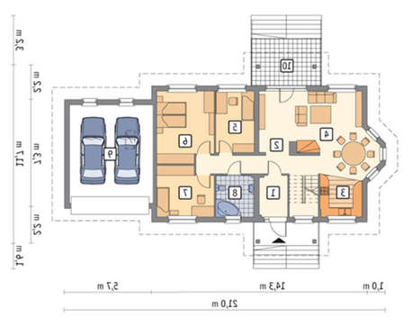 Проект европейского особняка на 322 кв. м с пристроенным большим гаражом