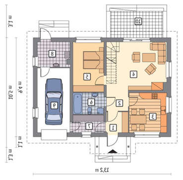 Усадьба в два этажа со встроенным гаражом, декорированная кирпичом, общей площадью 174 кв. м, жилой 115 кв. м