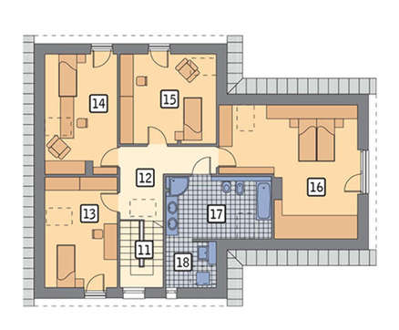 Проект симпатичного коттеджа со светлым экстерьером и пятью комнатами отдыха общей площадью 201 кв. м, жилой 150 кв. м