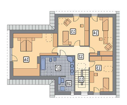 Проект симпатичного коттеджа со светлым экстерьером и пятью комнатами отдыха общей площадью 201 кв. м, жилой 150 кв. м