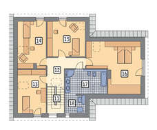 Проект симпатичного коттеджа со светлым экстерьером и пятью комнатами отдыха общей площадью 201 кв. м, жилой 150 кв. м