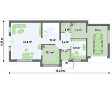 Коттедж с эркером и мансардой - проект для узкого участка