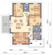 План уникальной усадьбы с двумя террасами открытого и закрытого типа общей площадью 105 кв. м, жилой 100 кв. м
