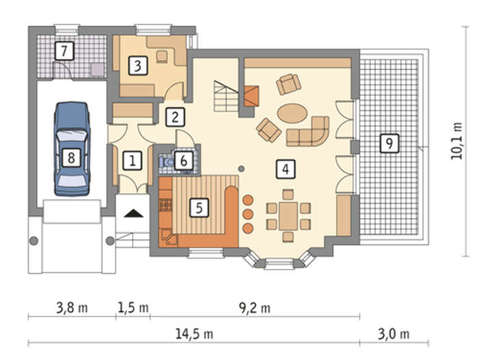 Красивый двухэтажный особняк с гаражом, общая площадь 201 кв. м, жилая 148 кв. м