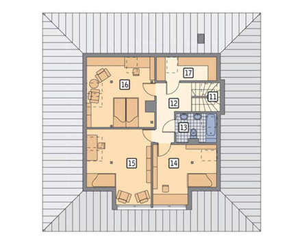 Проект яркого мансардного коттеджа под алой кровлей из керамической черепицы общей площадью 203 кв. м, жилой 135 кв. м