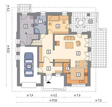 Проект яркого мансардного коттеджа под алой кровлей из керамической черепицы общей площадью 203 кв. м, жилой 135 кв. м