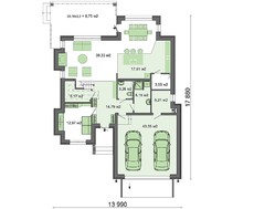 План оригинального особняка с гаражом и пятью спальнями