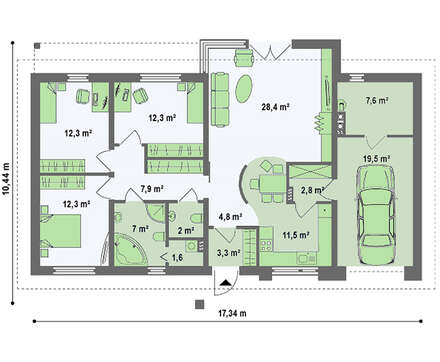 Симпатичный проект одноэтажного классического коттеджа