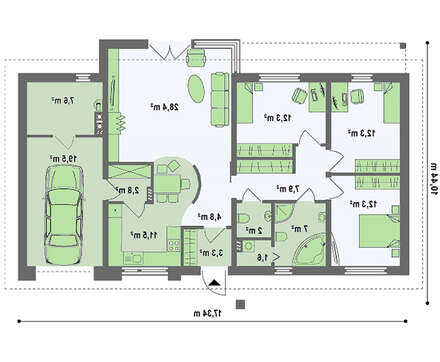 Симпатичный проект одноэтажного классического коттеджа