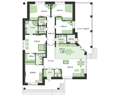 Красивый особняк с просторной террасой из серого кирпича общей площадью 271 кв. м, жилой 141 кв. м