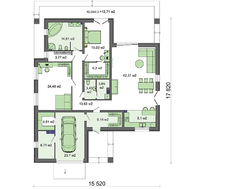 Проект симпатичного одноэтажного дома пломбирно-шоколадной тональности общей площадью 188 кв. м, жилой 82 кв. м